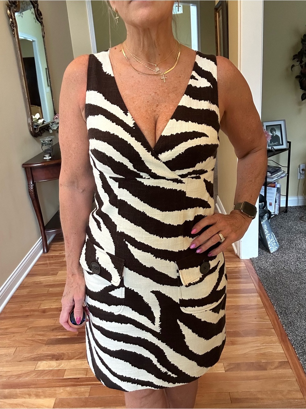 Michael Kors Black & White Zebra Print Mini Dress